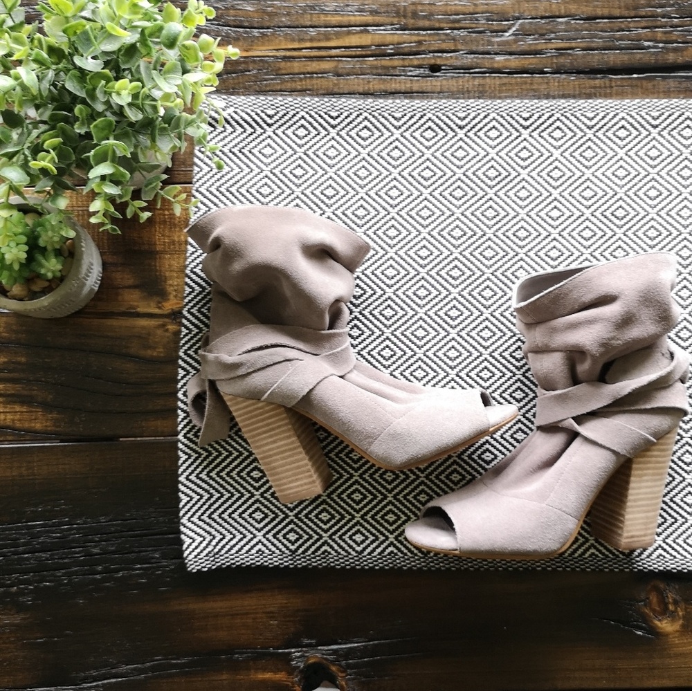 Nine West Slouchy Suede Peep Toe Boot